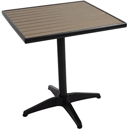 Mendler Gartentisch HWC-J95, Balkontisch Bistrotisch, Gastronomie Outdoor-Beschichtung Alu Holzoptik - schwarz, grau
