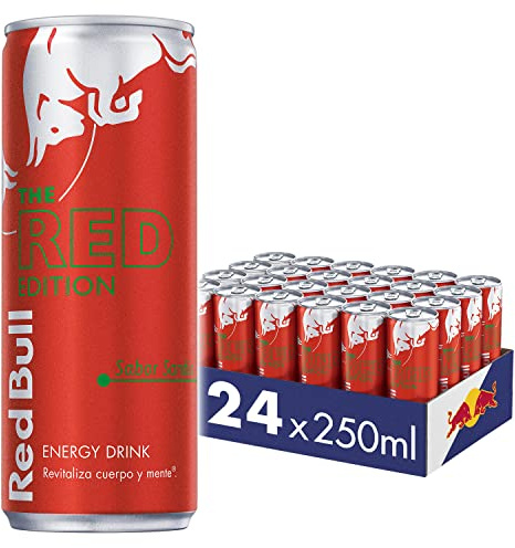 Red Bull Bebida Energética, Sandía, 24 x 250ml | contiene cafeína, taurina, vitaminas B, azúcar y agua, 250 ml, pack de 24 latas