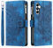 VEEMOS Handyhülle für Samsung Galaxy A14 5G hülle Klappbar Blumen Handytasche Schutzhülle Klapphülle mit Kartenfach Handy Tasche Book Cover Flip Case Ständer - Blau