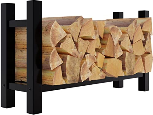 CLP Kaminholzregal Medya I Robuster Kaminholzständer Schwarz Metall I In 5 Größen Verfügbar I Stapelhilfe Für Brennholz, Größe:30x100x60 cm, Form:eckig