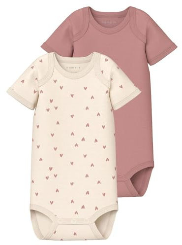 NAME IT Baby - Mädchen Nbfbody 2p Ss Buttercream Hearts Noos, Buttercream, 92
