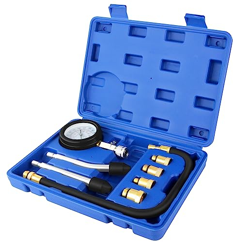 Tester di Compressione, Motori Manometri Compressione, Dispositivo Motore a benzina 0-20 Bar o 0-300 PSI, Benzina Motore a Gas Cilindro Compressione Tester Kit per Auto,Moto Blu