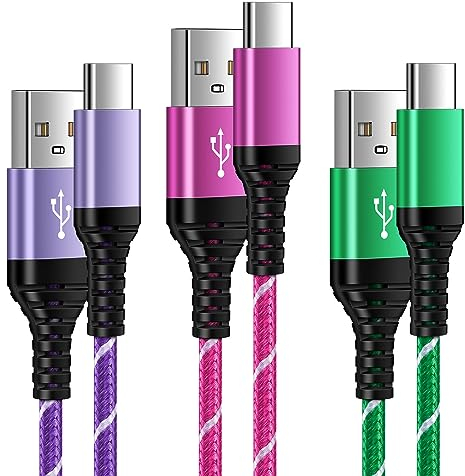 Handy Ladekabel USB C Kabel, [3Pack 1.8M] USB Typ C Ladekabel Schnellladekabel Nylon Datenkabel Aufladekabel für Samsung Galaxy A16/A15/A25/A35/A55/A51/A54/A53/S25/S25 ultra/S24/S23/S22/S21/S20/S10/S9