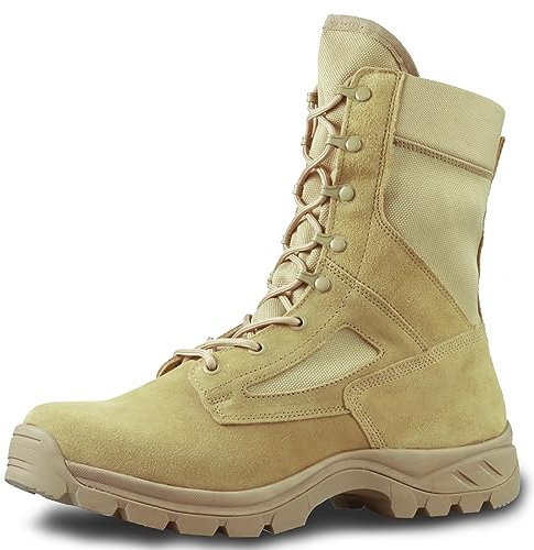 LUDEY Anfibi Militari Uomo Leggeri Stivali Tattici Stivaletti da Combattimento Deserto Traspiranti Durevoli Scarpe da Lavoro Beige 44EU