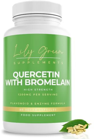Lily Green High Strength Quercetin & Bromelain Supplement | 1200mg Per Serving Immune Support & Antioxidant Supplement | 60 Vegan Capsules of Quercetin with Bromelain | No Artificial Additives