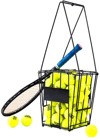 FAcoLL Tennisball-Sammelkorb, Tennisball-Pickerkorb, Pickleball-Ball-Retriever, Tennisball-Picker, Tennisball-Trichterdraht mit Griff zum Halten von 72 Tennisbällen