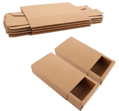 ZOFUN 20 Pcs Kraft Gift Boxes, 17 x 10 x 4 cm Krafts Drawer Box Smooth Put & Push, Hardboard Kraft Paper Drawers Boxes, Empty Paper Gifts Drawer Box for Jewelry Candy Favor Treats Gift