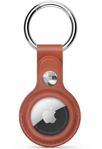 Inesore Keychain for Apple Airtags Anhänger, Schlüsselanhänger Leder for Airtags Protect Tracker with Air Tag Cover Key Ring Compatible with New Apple AirTag Device for Elegant People - Brown
