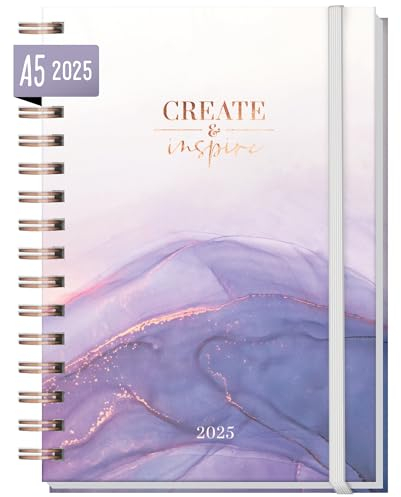 Häfft® Lieblings-Timer Kalender 2025 A5 Purple Ocean Hardcover Terminplaner, Spiralkalender, Terminkalender, Wochenplaner, Ringbuch Planner - nachhaltig & klimafreundlich