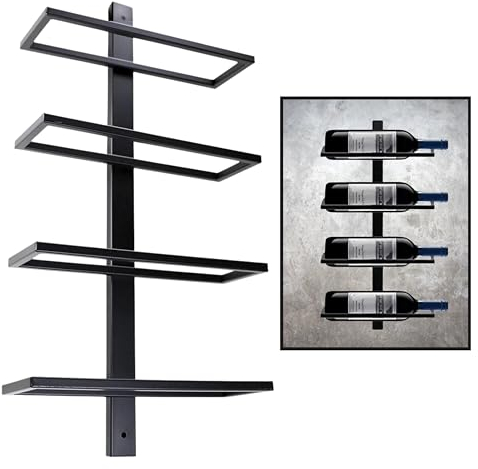 Catrinaz® Weinregal zur Wandmontage, Weinregal, mattschwarz, Wandhalterung, hochwertiger Stahl, 4 Flaschen, modern/industriell