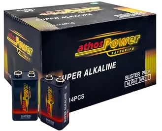 Batterie Blocchi da 9V. Pile 6LR61 9V. Batterie alcaline confezione 14 blister, 1 batteria ciascuno. Batteria 6LR61 super resistente. Batterie ad alta potenza per tutti i tipi di prodotti elettronici.