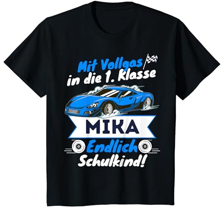 Kinder Mit Namen Personalisiertes Schulanfang 2024 Mika Schulstart T-Shirt