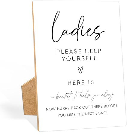 shupai Wedding Bathroom Sign, 8 x 11 Inch, Wooden Tabletop Decorative Sign for Wedding, Bridal Shower, Baby Shower, Funeral, Birthday Parties