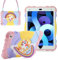 XZC Custodia per iPad di 9a/8a/7a generazione 2021/2020/2019 (10,2), custodia protettiva resistente antiurto con cinturino integrato per bambini, ragazze e donne (arcobaleno)