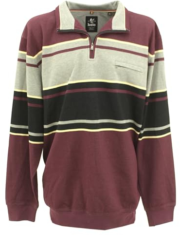 hajo, Herren Troyer Pullover Pulli Microfaser Bordeaux Grau Schwarz Gestreift 3XL