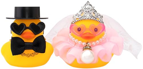 wonuu Paar 2er Set Hochzeit Gummiente, Braut Bräutigam Enten Ehe Gummiente Mini Paar Ente für Zeremonie Geschenk Souvenir Heiraten Segen Elegantes herzerwärmendes Geschenk, Rosa