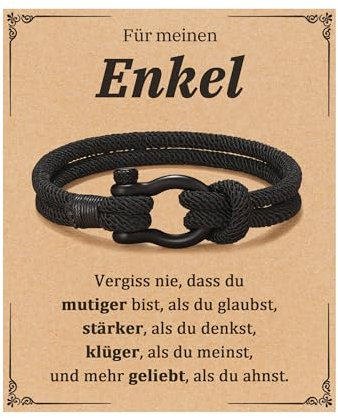 Geschenk für Jungen, Enkelgeschenke von Oma und Opa, geflochtene Seilarmbänder für Geburtstag und Weihnachten