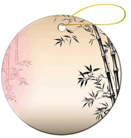 Weihnachtskreis, Bambus und Sakura-Baum, Zen, bedruckte Ornamente, Geburtstagsdekoration, Wohnzimmerdekoration, Wanddekoration