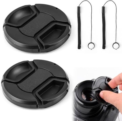 2Pack 58mm Lens Cap Cover Universal Center Pinch Snap-on with String for Canon Nikon Sony Pentax Olympus Fuji Camera EOS 4000D 2000D 1300D 1200D 850D 800D 760D 700D 650D 600D 550D 500D 250D 200D 100D