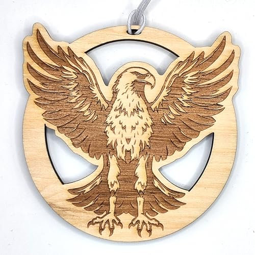 Zirben Duftbaum, Auto Lufterfrischer inkl. 5ml bio Zirbenöl Parfüm, verschiedene Designs/Motive, ideal fürs Auto oder den Kleiderschrank. Natürlicher Auto Duft (ca.7cm, Adler)