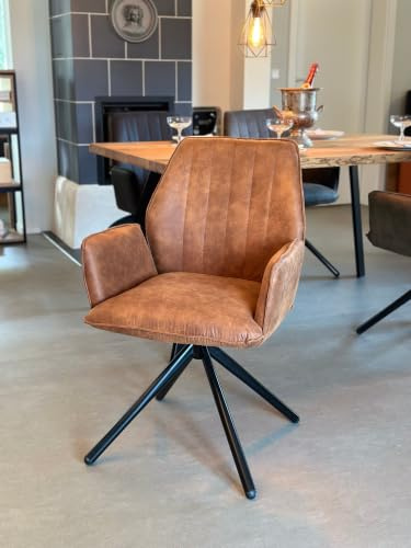 Erides City Preston Esszimmerstuhl – Drehbarer Stuhlsessel mit Armlehnen & Vintage Antiklederoptik