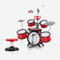 KOMFOTTEU Batteria per bambini con sgabello, batteria jazz con microfono, tastiera a 8 tasti, 5 tamburi, 2 bacchette, connettore MP3, strumento a percussione per bambini oltre 3 anni