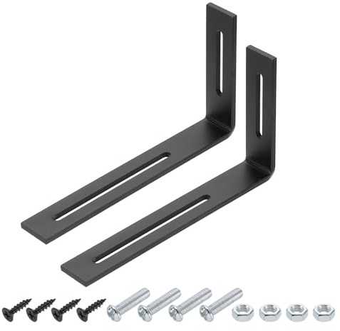 QUARKZMAN 2 Stück Verstellbare L-Form Eckwinkel, 110 x 200 x 30mm l Eckwinkel Schlitzverbinder Rechter Winkel Halterung mit Schrauben von Möbeln Holzregalen Schrankregal, Schwarz