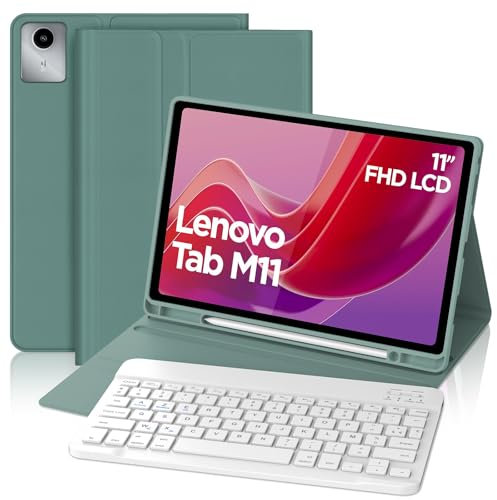 FOGARI Clavier pour Lenovo Tab M11 11'' 2024, AZERTY Français Clavier Bluetooth sans Fil, Intelligent Housse pour Lenovo Tab M11 Tablette TB-330XU/330FU - Vert Foncé