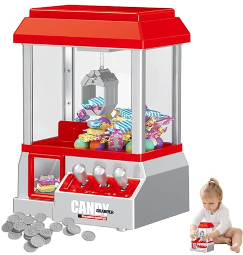 Claw Machine - Classic Toy Grabber Einheit, Spaß Catcher für Münzen | Carnival Retro Spielekonsole mit musikalischen Lichtern für Preise, Süßigkeiten, Spielzeug, Geburtstagsfeier für Kinder