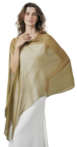 BEAUTELICATE Damen Sheer Stola Elegant Crepe Schal Wrap Poncho Cape Leicht Shrug Tuch für Braut Abendkleid Hochzeit Brautkleid