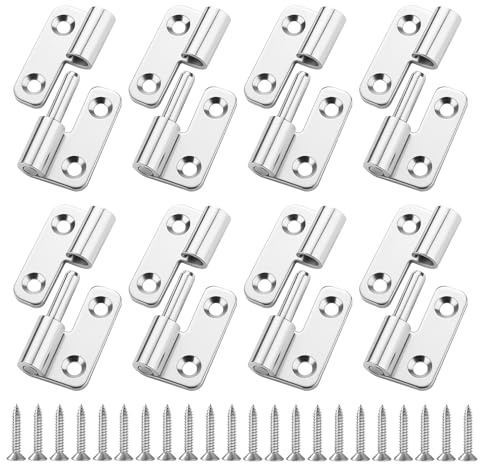 8PCS Stainless Steel Lift Off Hinges, 1.5in Detachable Hinge, Left/Right Quick Release Hinge for Windows and Cabinet Doors, Door Hardware (Silver)