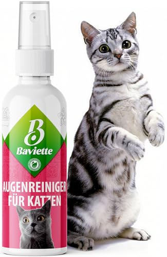 Baviette Katzenpflege – Augenreiniger für Katzen 100 ml, geruchlos & pH-neutral – sanftes Pflegespray zur Augenpflege bei Tränenablagerungen, probiotisch inspiriert mit Mikroorganismen, alkoholfrei