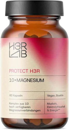 10× Magnesium Komplex – Kapseln mit 10 bioaktiven Magnesiumverbindungen | Magnesium Bisglycinat, Citrat & Malat | Für Muskeln, Nerven & Energie | Hoch bioverfügbar | Vegan (Pack of 1)