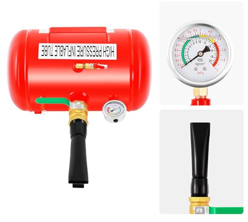 BAOCHADA 20L Autoreifen Pumpe, Reifen Schockfüller Professioneller Druckluft aus Edelstahl Reifenfüller mit Einem Baromete und Tragbarer Griff für LKW Auto PKW, Stahl Luftkanone, 10 Bar