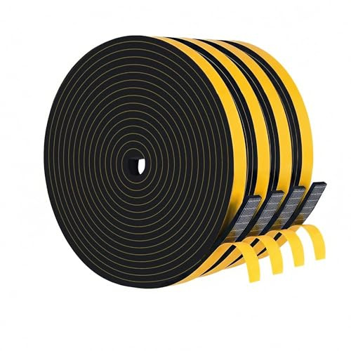 20m EPDM Dichtungsband Selbstklebend,7mm(B) x 2mm(D) Moosgummi Selbstklebend,Dichtungsband zur Isolierung Schalldämmung Wasserdicht von Ceranfeld,Fenstern, Möbel und Klimaanlagen(4 Rollen à 5m Länge)