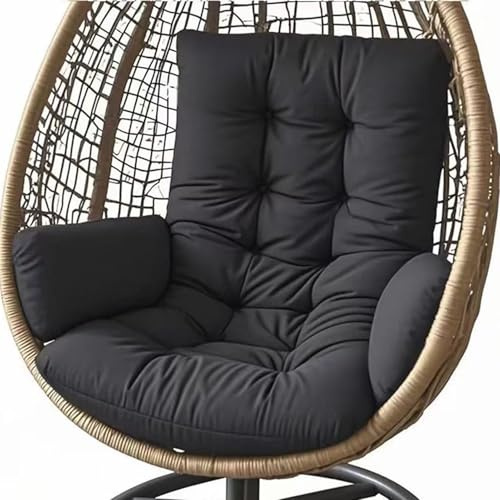 Generisch Hängesessel-Kissen Wasserfest,Schaukelsessel-Kissen Outdoor Indoor Sitzkissen,Garten Polster Auflage Für Hängeschaukel Hängekorb Schaukelstuhl Dicke Hängestuhl Sitzauflage,Schwarz