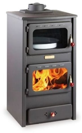 Estufa de leña con horno de hierro fundido