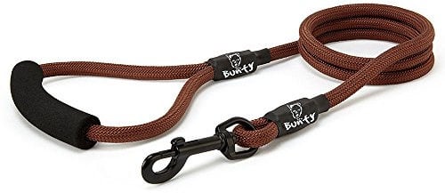 Bunty Nylon Rope Dog Lead with Clip - Extra-Strong Lead, Small, Medium & Large Dogs, Ergonomic Foam Grip - Dog Training Lead & Swivel Clip for Dog Collar - Medium, Brown 120cm