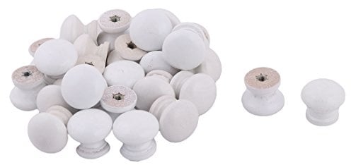 sourcingmap 26pcs Bouton de Meuble Bouton Porte Bouton Tiroir Placard Armoire Poignée de Meuble Bois ronde blanc 24mm x 22mm