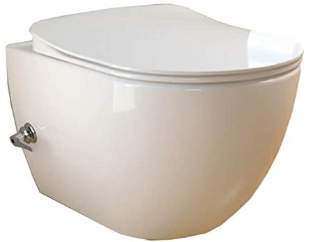 CREAVIT FE322.05 integrierten Kalt und Warmwasser Armatur SPÜLRANDLOS Hänge Dusch Wc Taharet Bidet Taharat Intimdusche inkl. Slim Soft-Close Deckel