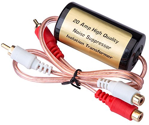 Mr. Ho 20 Amp/12V RCA Car Audio Noise Filter Suppressor Ground Loop Isolator Transformer with Male and Female Plugs