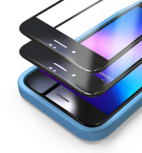Bewahly Schutzfolie für iPhone 8/7/SE 2020/SE 2022 [2 Stück], 3D Full Screen Panzerfolie HD Displayschutzfolie 9H Härte Glas Folie mit Positionierhilfe für iPhone 8/7/SE 2/SE 3 (4,7 Zoll) - Schwarz