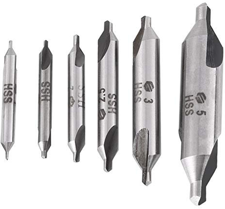 6Pcs Kit de Forets à Centrer HSS 60° Ø 1/1.5/2/2.5/3/5mm Foret à Deux Extrémités pour Métal