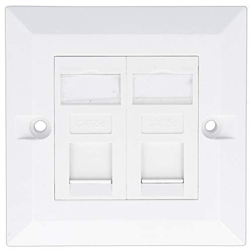10x Single Gang Network Sockets with Double Cat5e Ports Wall Plug for Ethernet RJ45 Cable Keystone