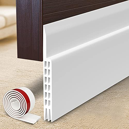 [New Upgrade] Huge Gap Door Draft Stopper, 3.4 W Widened Door Sweep Seal Gap Up to 1.8 for Interior & Exterior Doors - Keeping Draft, Noise, Dust and Unwanted Animals Out,3.4 W x 39 L,White