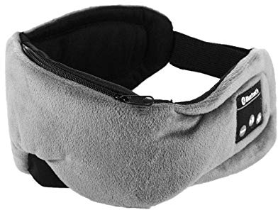 INF Schlafmaske mit integrierten kabellosen Kopfhörern, Bluetooth 5.0, schwarz, Augenmaske mit Wireless Kopfhörern, Schlafbrille mit Musik, Headset für Reise