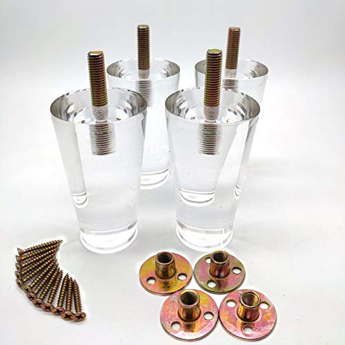 Patas de acrílico para muebles, 4 unidades, patas de mesa de cristal transparente Addlike