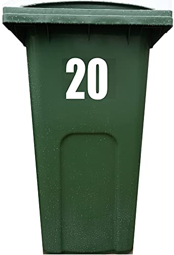 4X Bin Sticker Vinyl Number 1-99 Large Recycling Box Wheelie Self Adhesive (20)