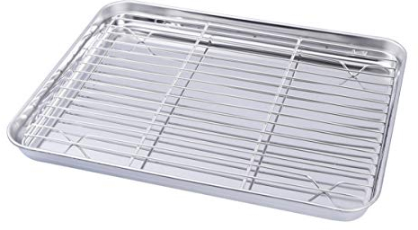 Cabilock 2 Stück Edelstahl Backblech Set Mit Abkühlgitter Rechteckig Backbleche Für Backofen Zum Abtropfen Und Backen Spülmaschinenfest Für Küche Und Haushalt