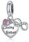 Annmors Schwester Unendlichkeit Herz Charms für Armband 925 Sterling Silber Anhänger mit Kubischem Zirkon